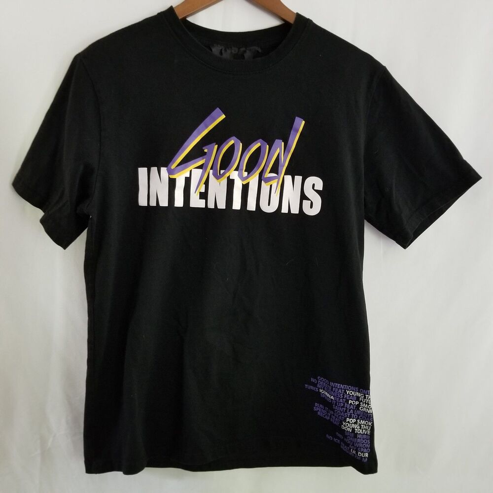 Nav x VLONE Good Intentions Doves Black Purple Hip Hop T-Shirt Size Large